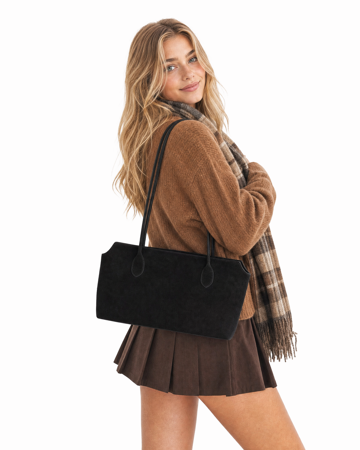 AVE Lowline Shoulder Bag | Faux Suede Long Handle Bag