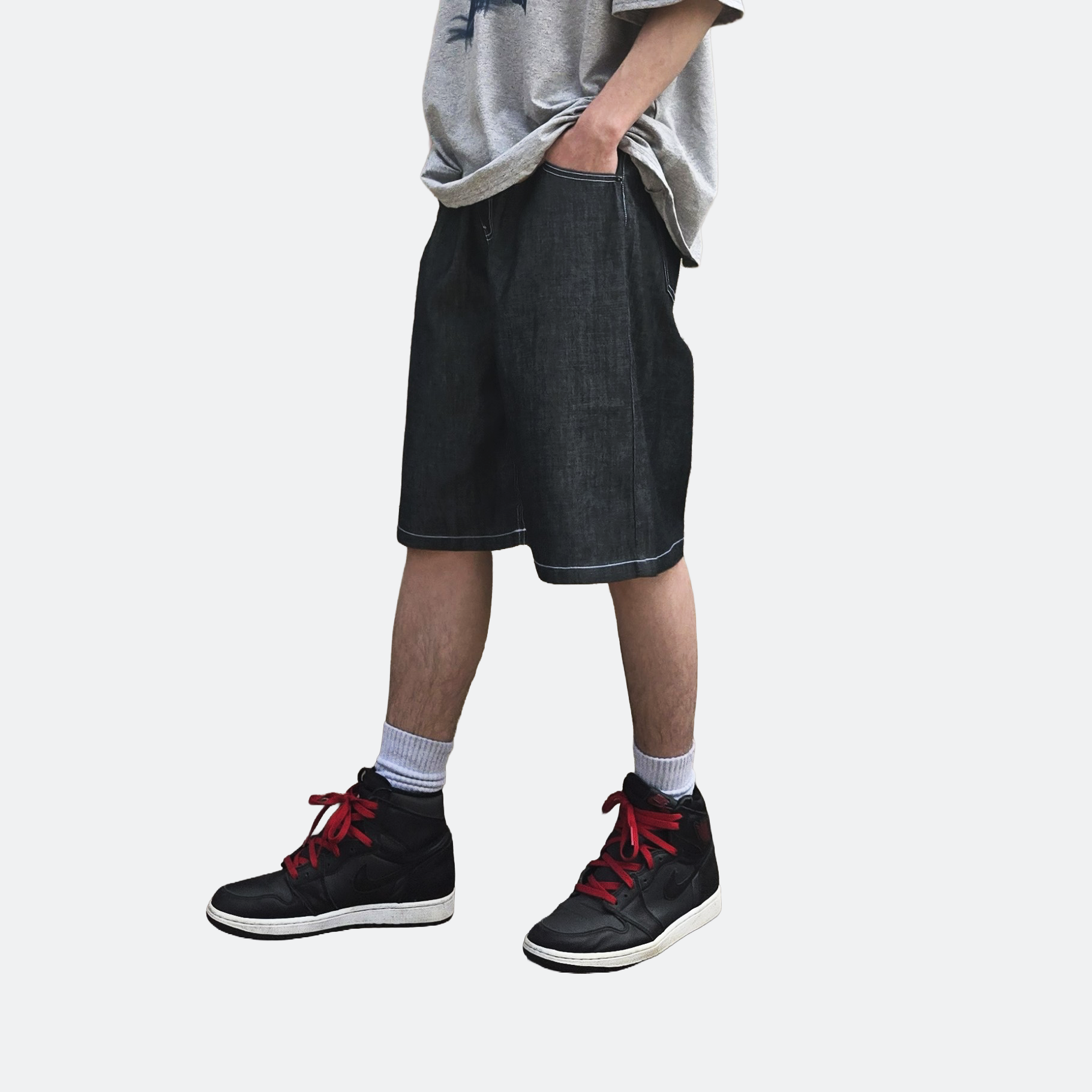 VD Unisex Wide Raw Denim Shorts