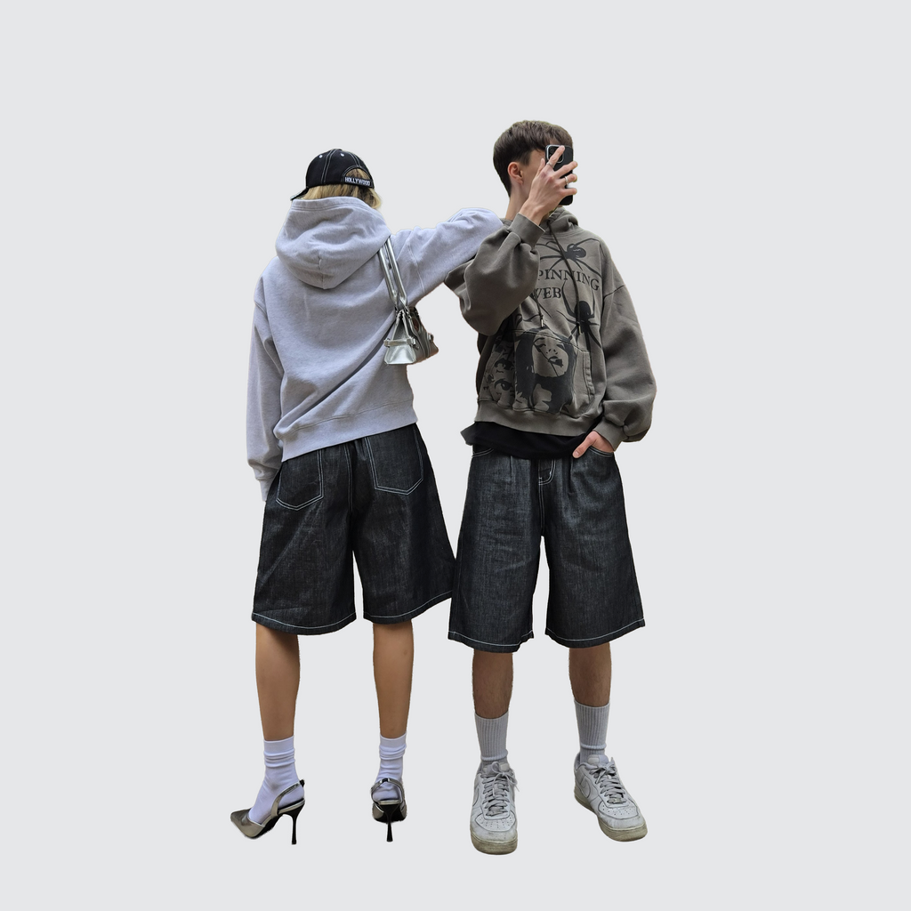 VD Unisex Wide Raw Denim Shorts