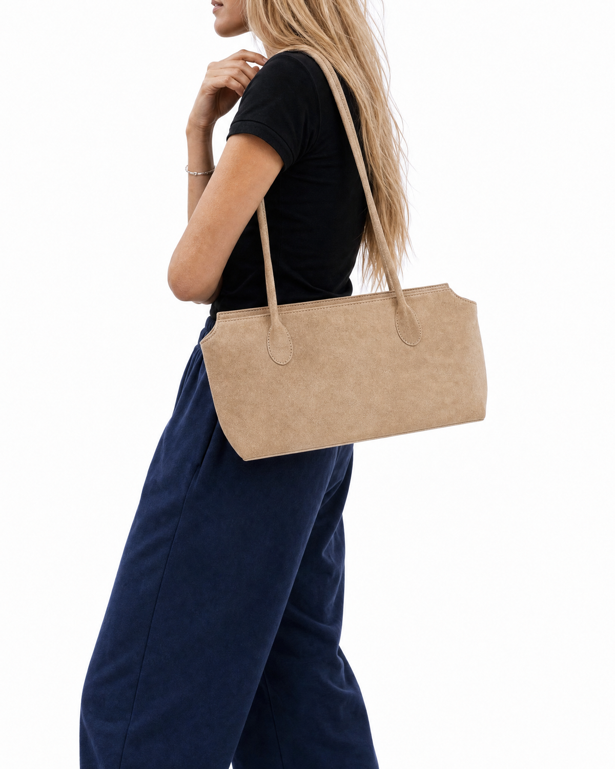 AVE Lowline Shoulder Bag | Faux Suede Long Handle Bag