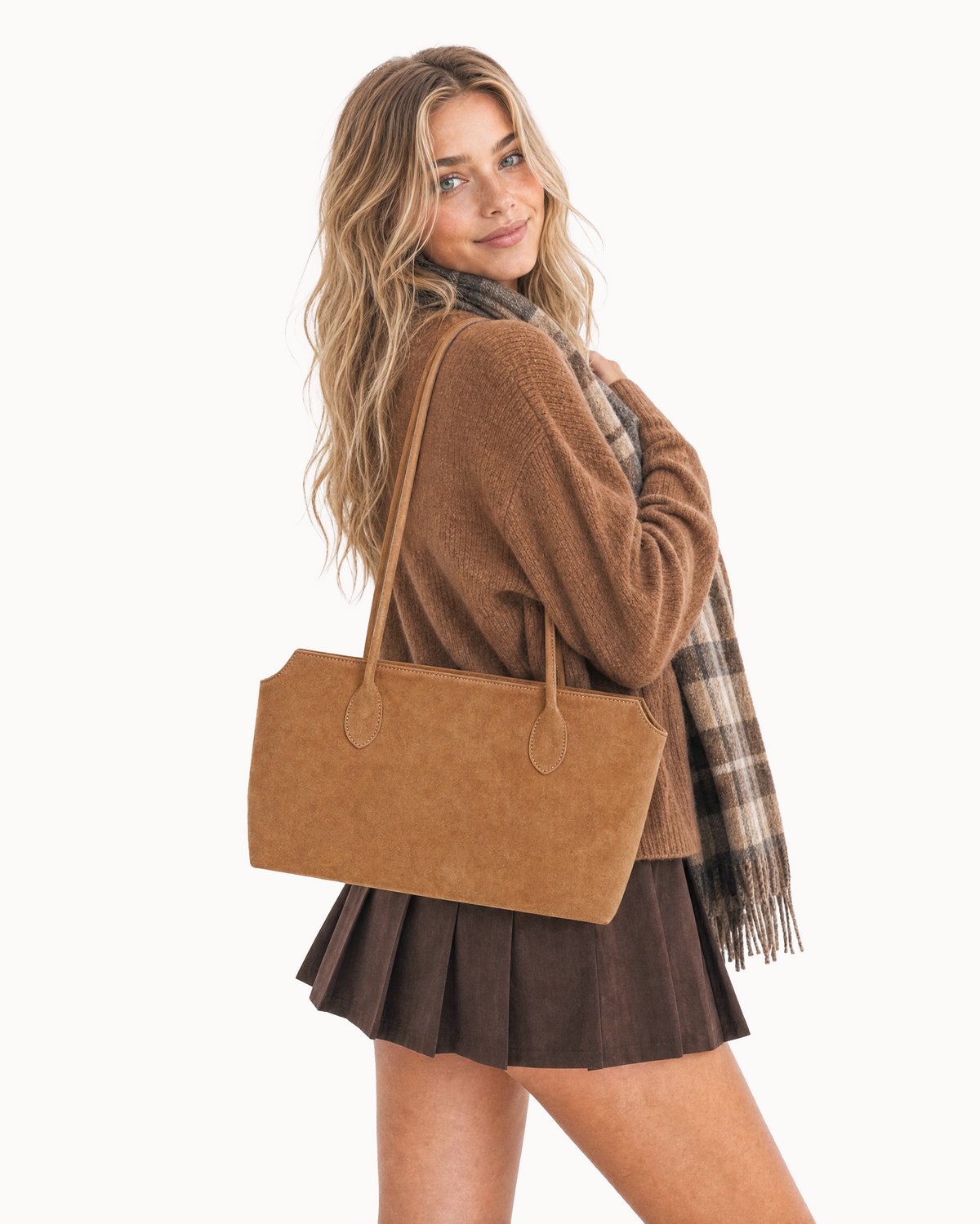 AVE Lowline Shoulder Bag | Faux Suede Long Handle Bag