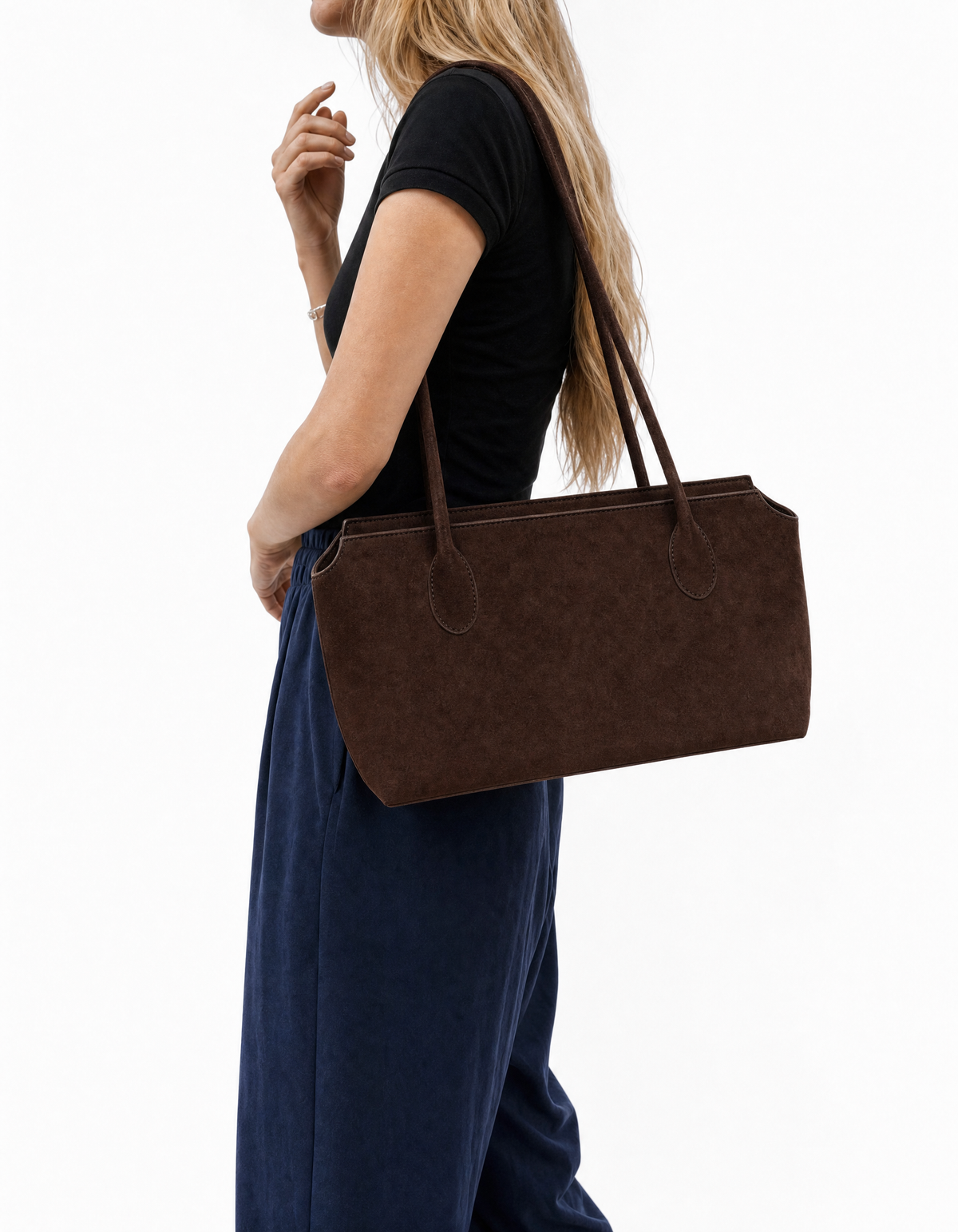 AVE Lowline Shoulder Bag | Faux Suede Long Handle Bag