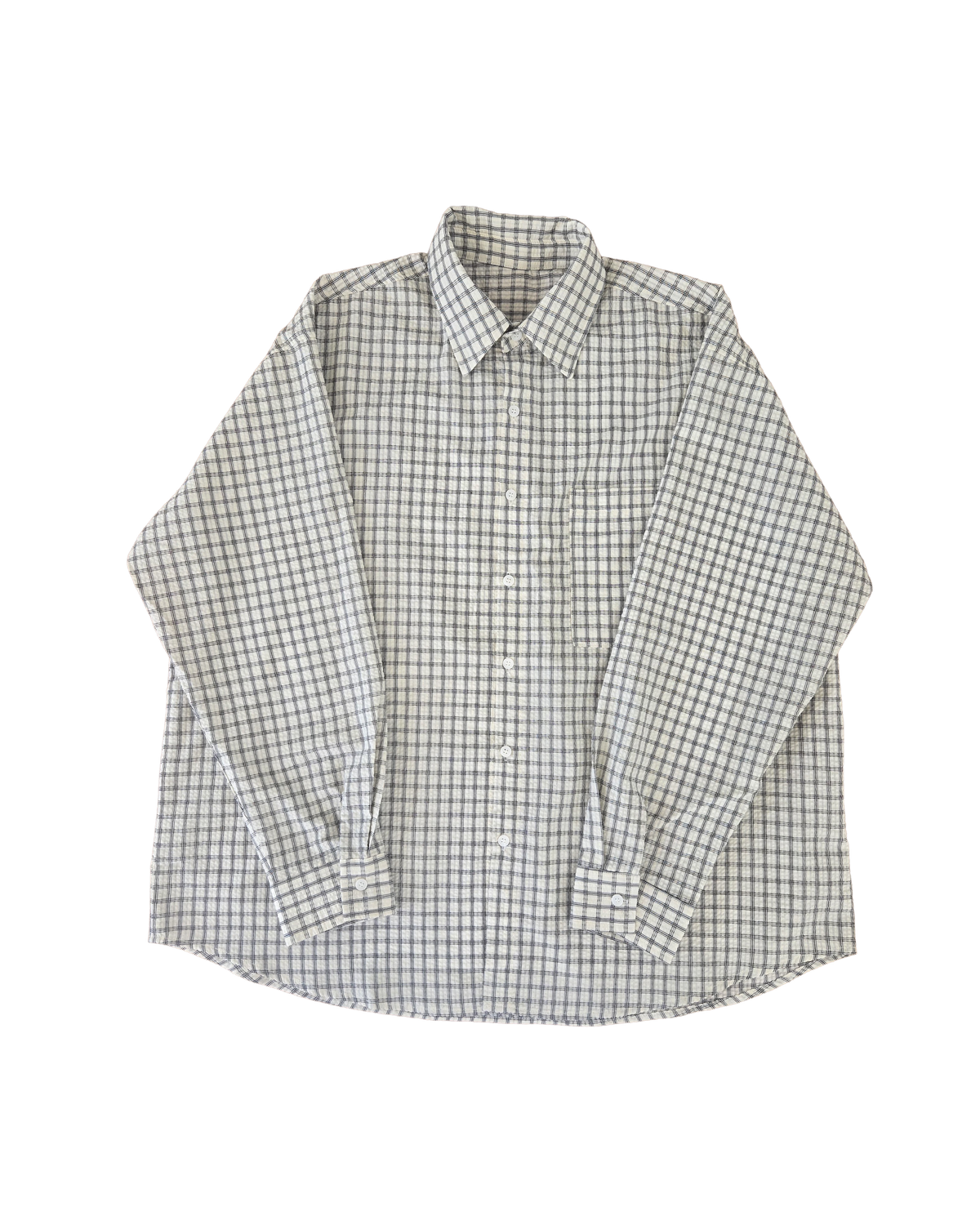 Breeze Sheersucker Check Shirt - White [Styled on Him]