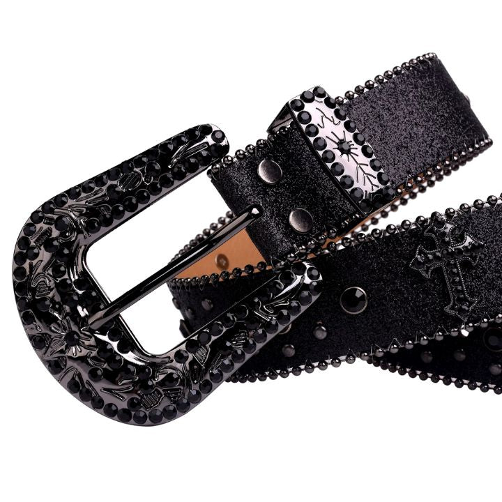 VORN NOIR Studded Rhinestone Belt