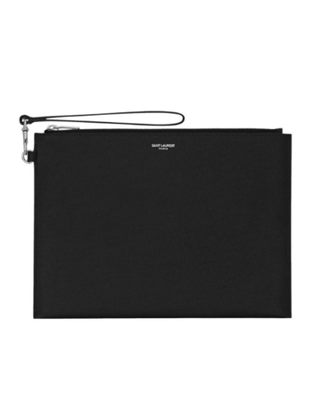 SAINT LAURENT Grain De Poudre Tablet Holder - Leather, Zipped