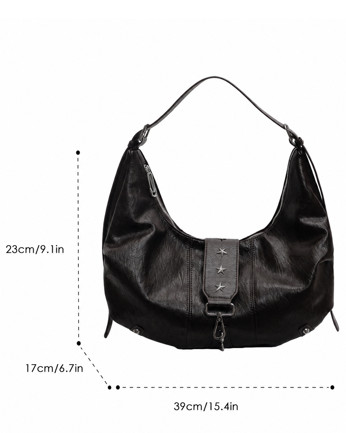 Star Studded Slouchy Hobo Shoulder Bag