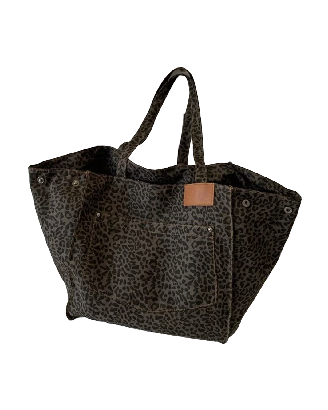 Leopard Print Large Canvas Tote Bag