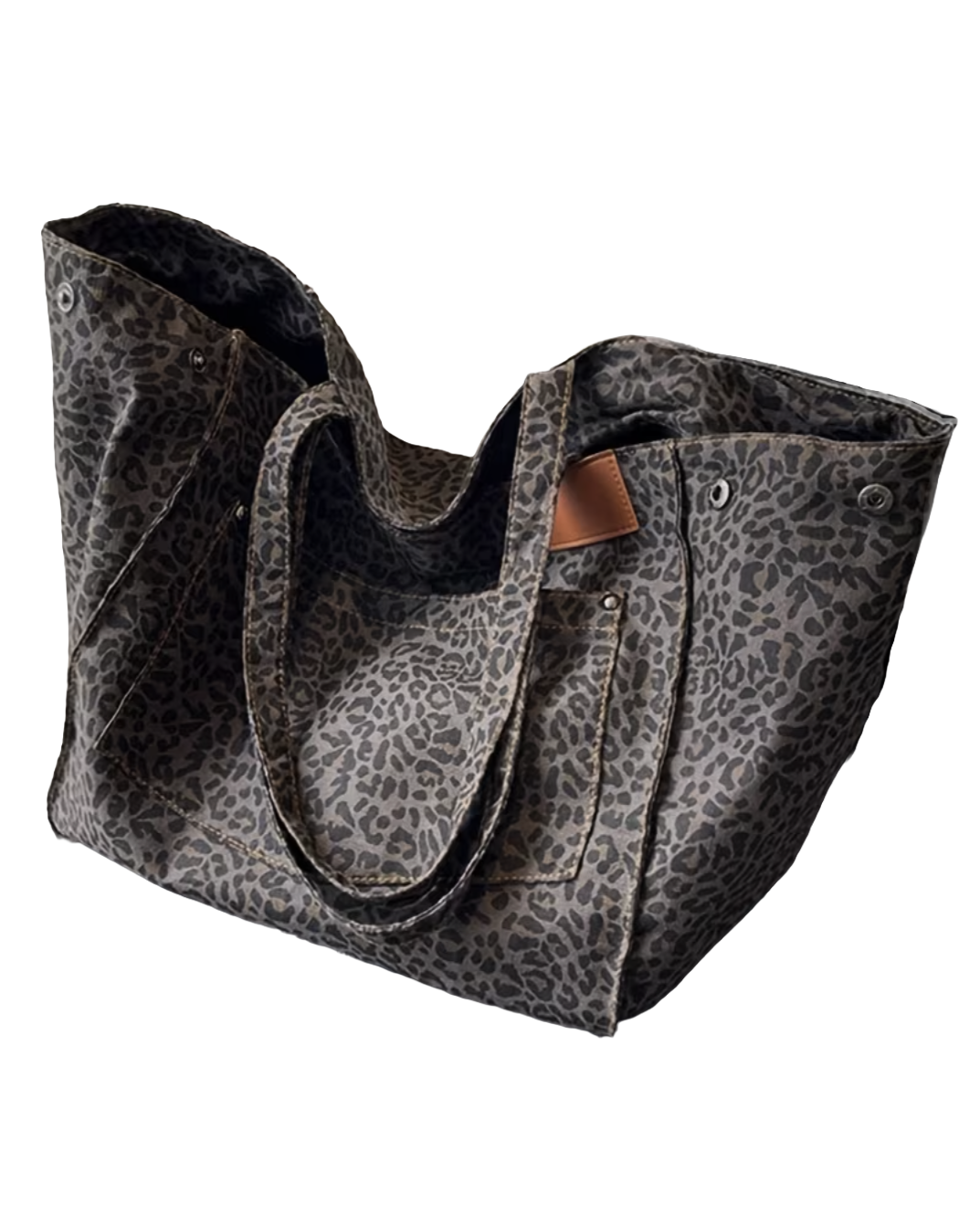 Leopard Print Large Canvas Tote Bag