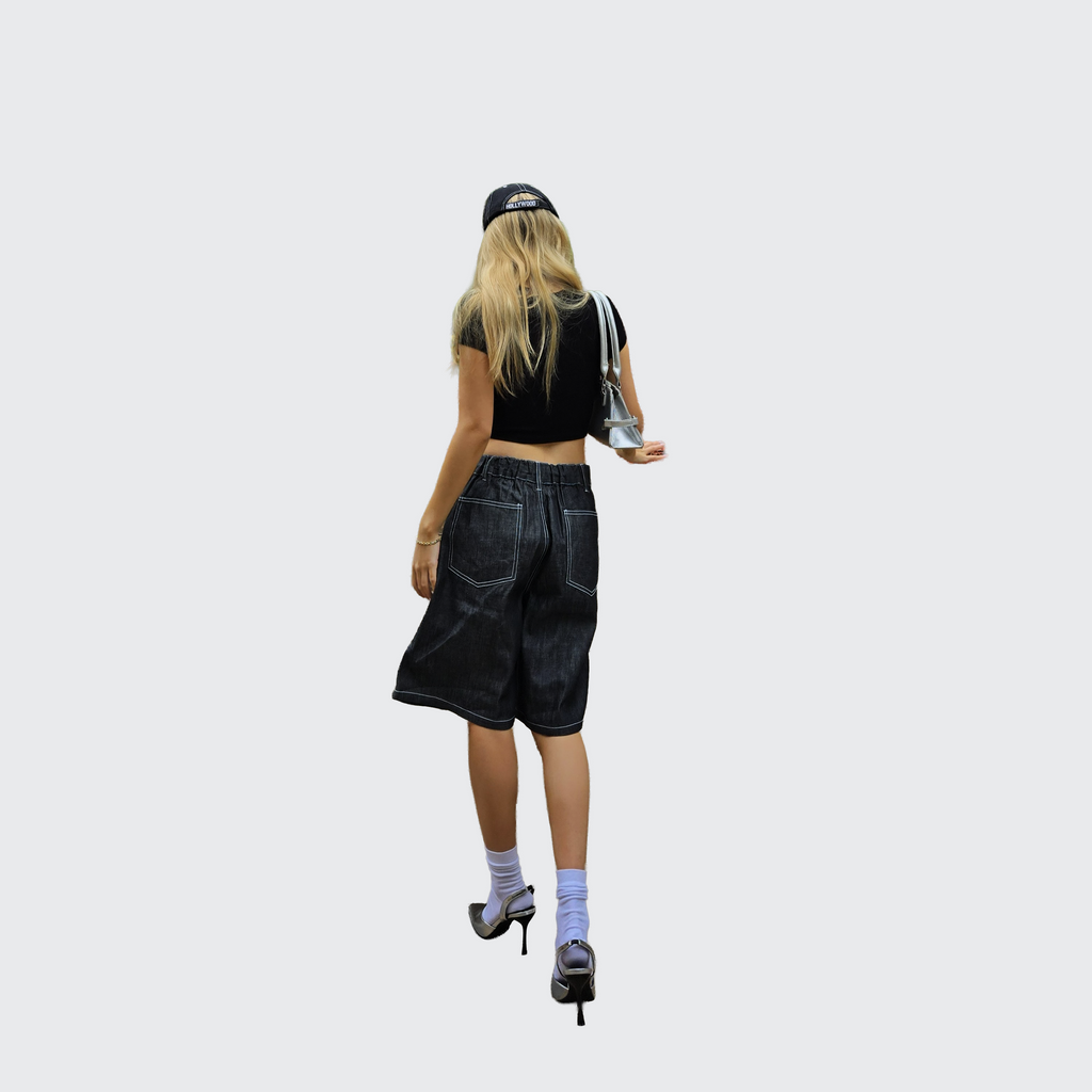 VD Unisex Wide Raw Denim Shorts