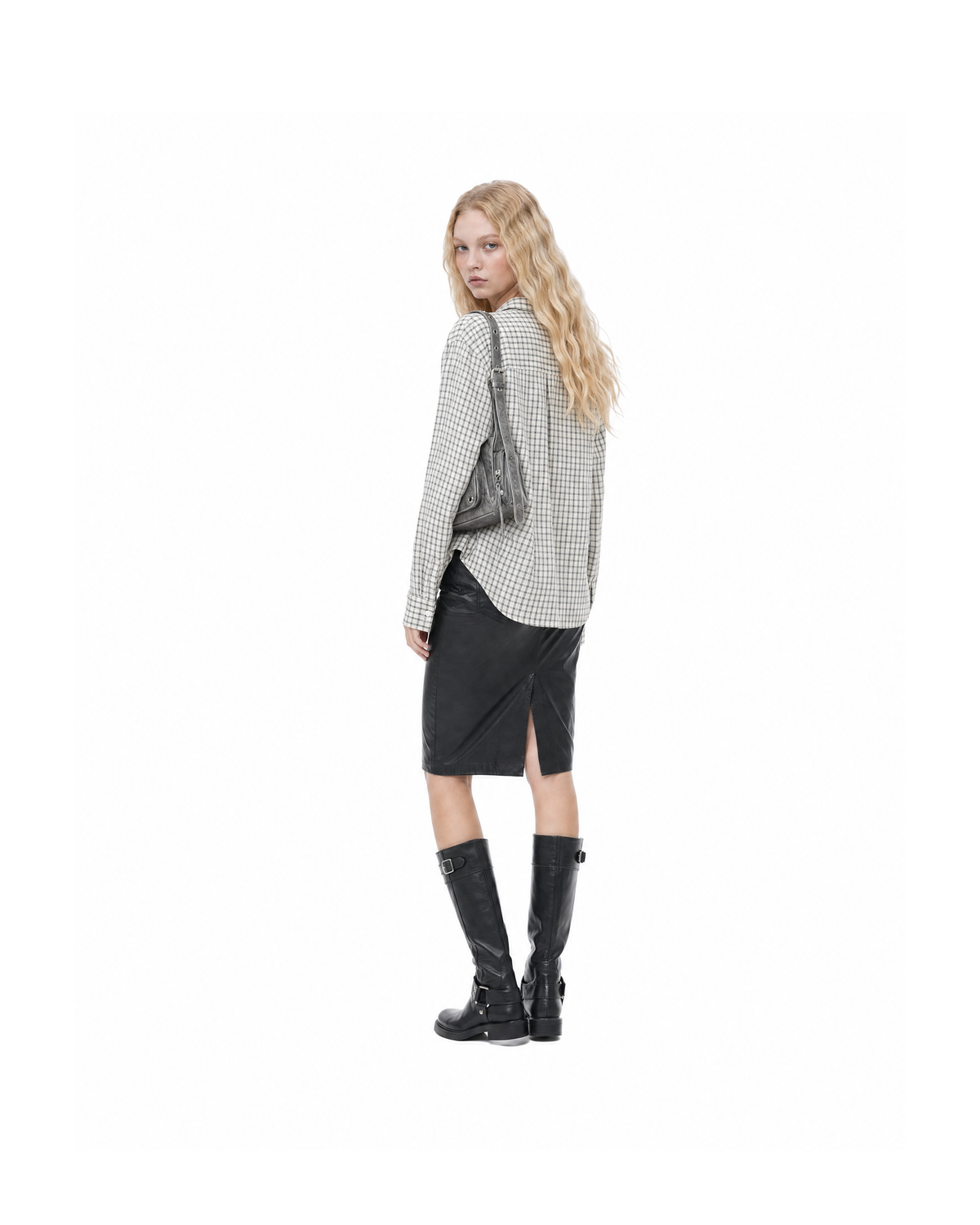 Breeze Seersucker Check Shirt – White [Styled on Her]