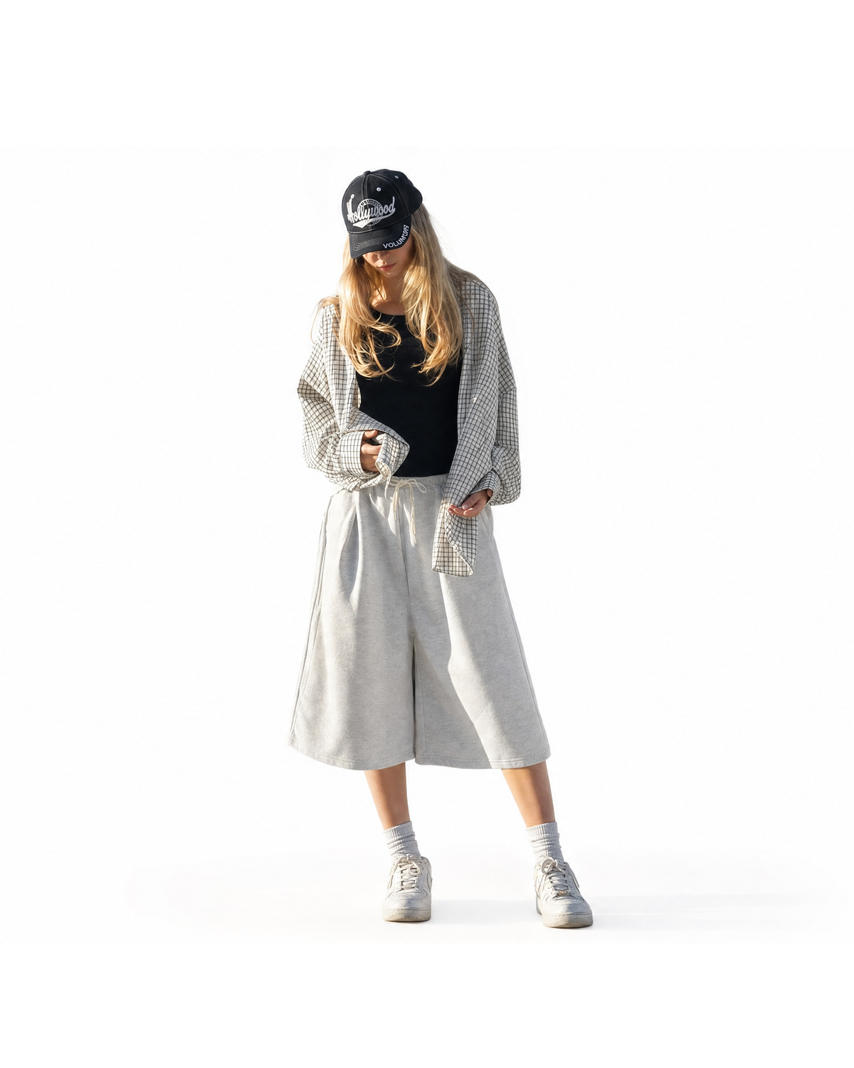 Breeze Seersucker Check Shirt – White [Styled on Her]