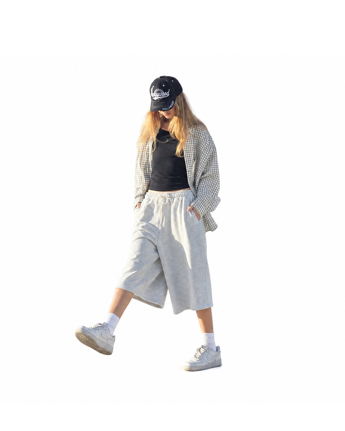 Breeze Seersucker Check Shirt – White [Styled on Her]
