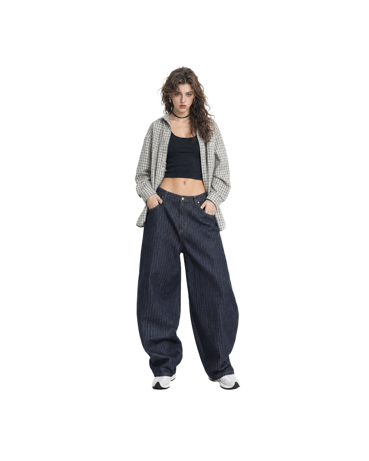 NOLL Arc Herringbone Raw Denim Balloon Jeans [Styled on Her]