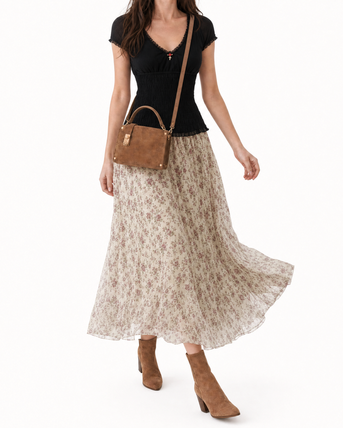Vintage Buckle Suede Shoulder Bag