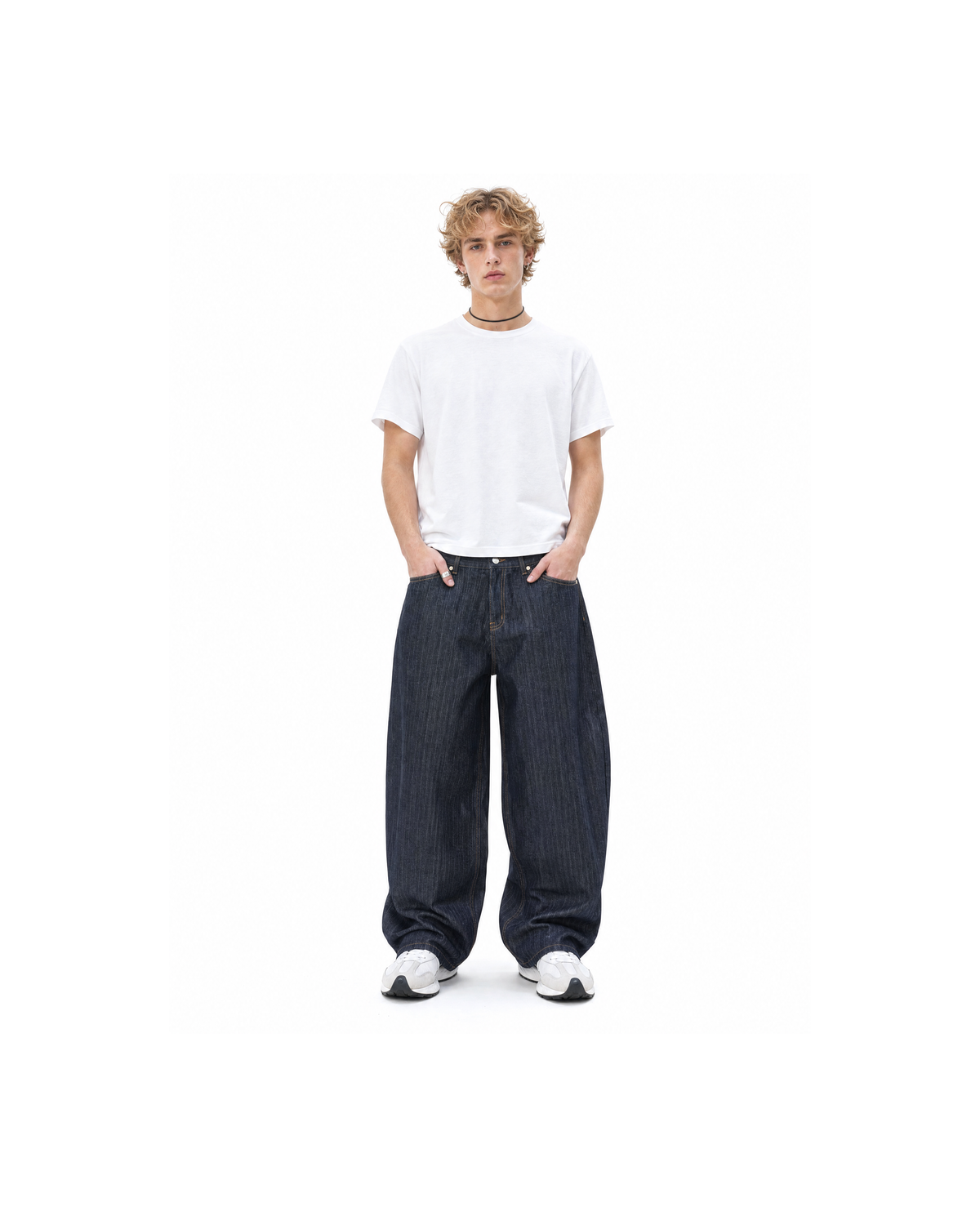 NOLL Arc Herringbone Raw Denim Balloon Jeans [Styled on Him]