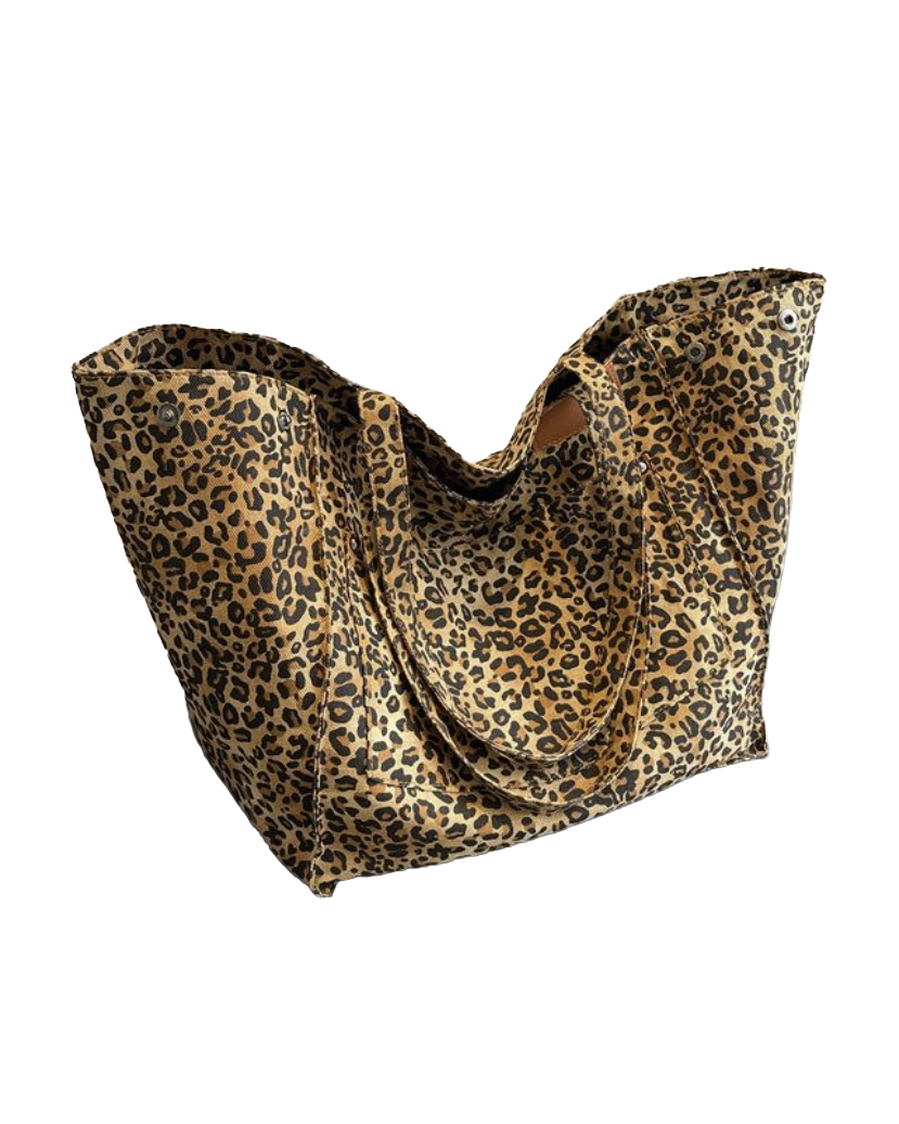Leopard Print Large Canvas Tote Bag
