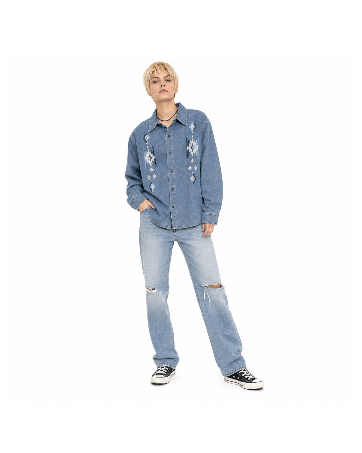 RAEL Motif Embroidered Shirt [Styled Beyond]