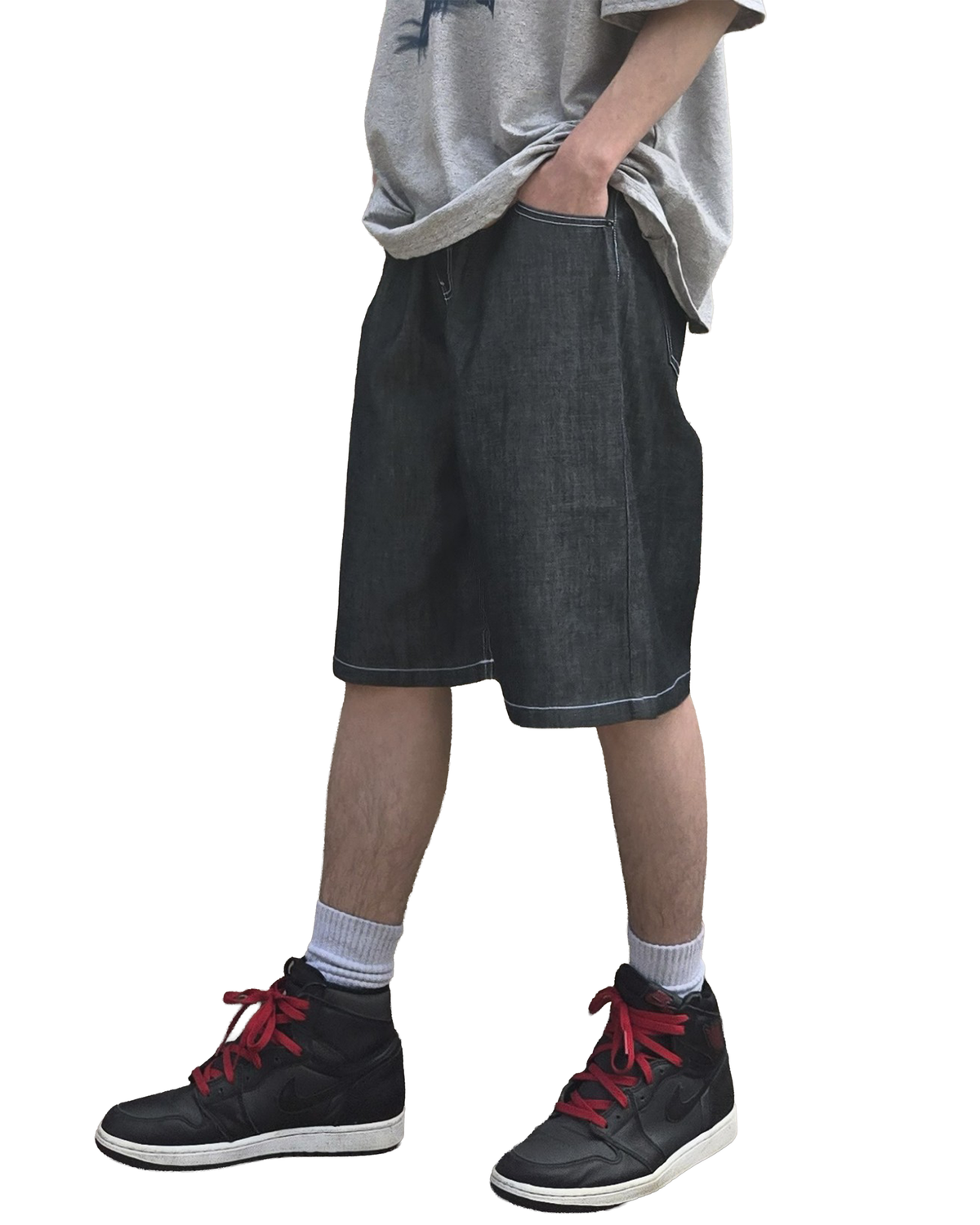 VD Unisex Wide Raw Denim Shorts  [Styled on Him]