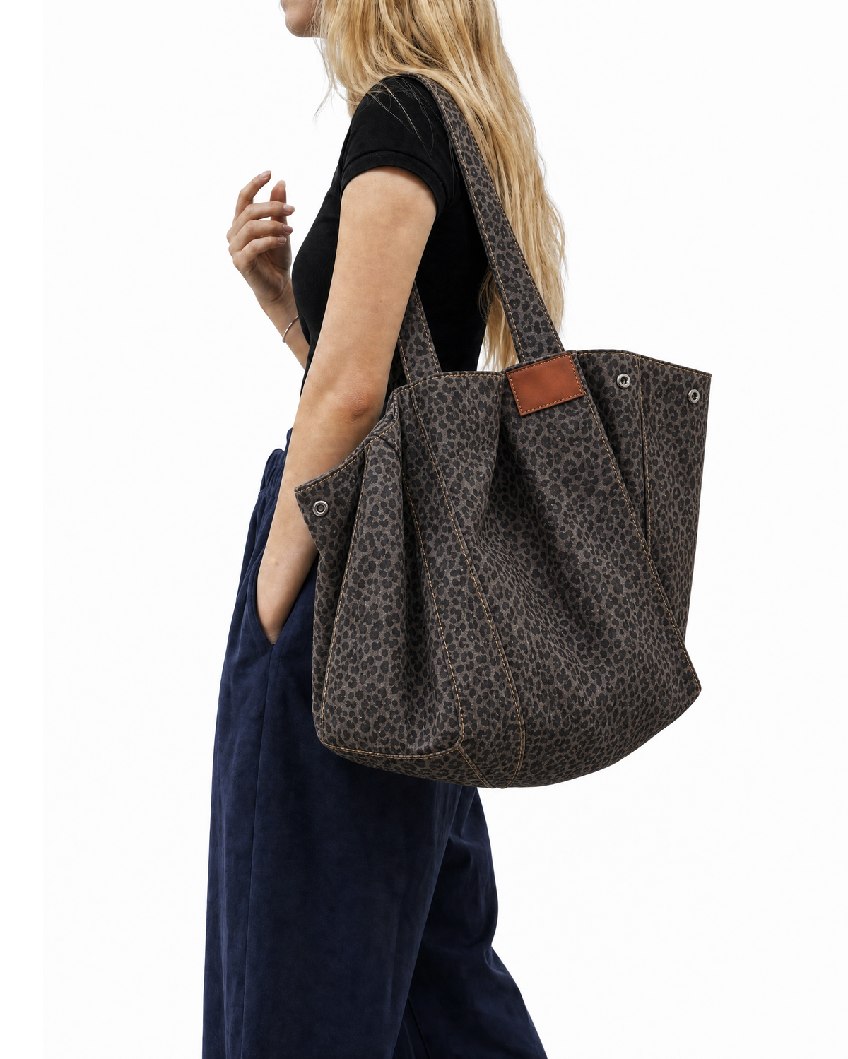 Leopard Print Large Canvas Tote Bag