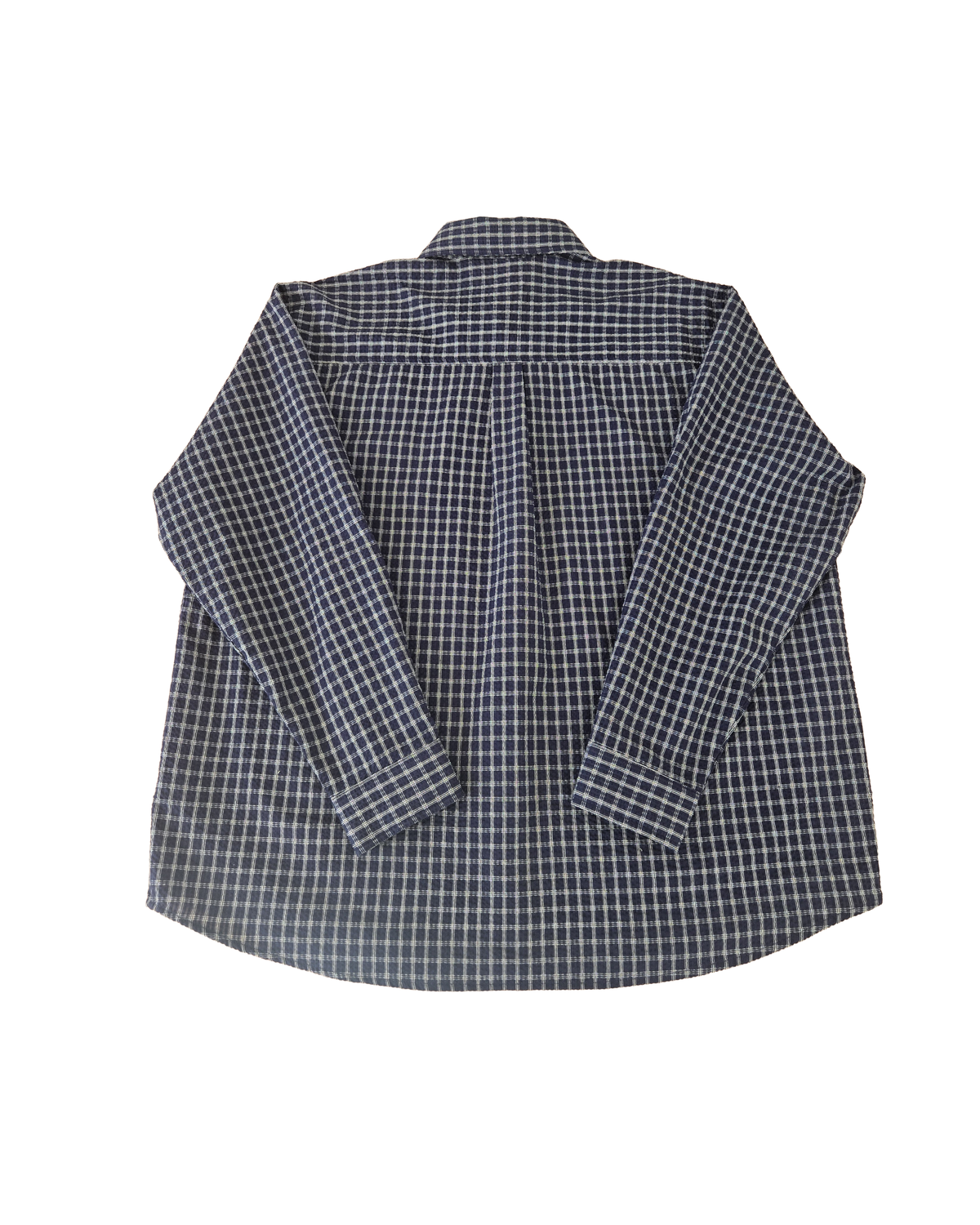 Breeze Sheersucker Checker Shirt - Navy [Styled on her]