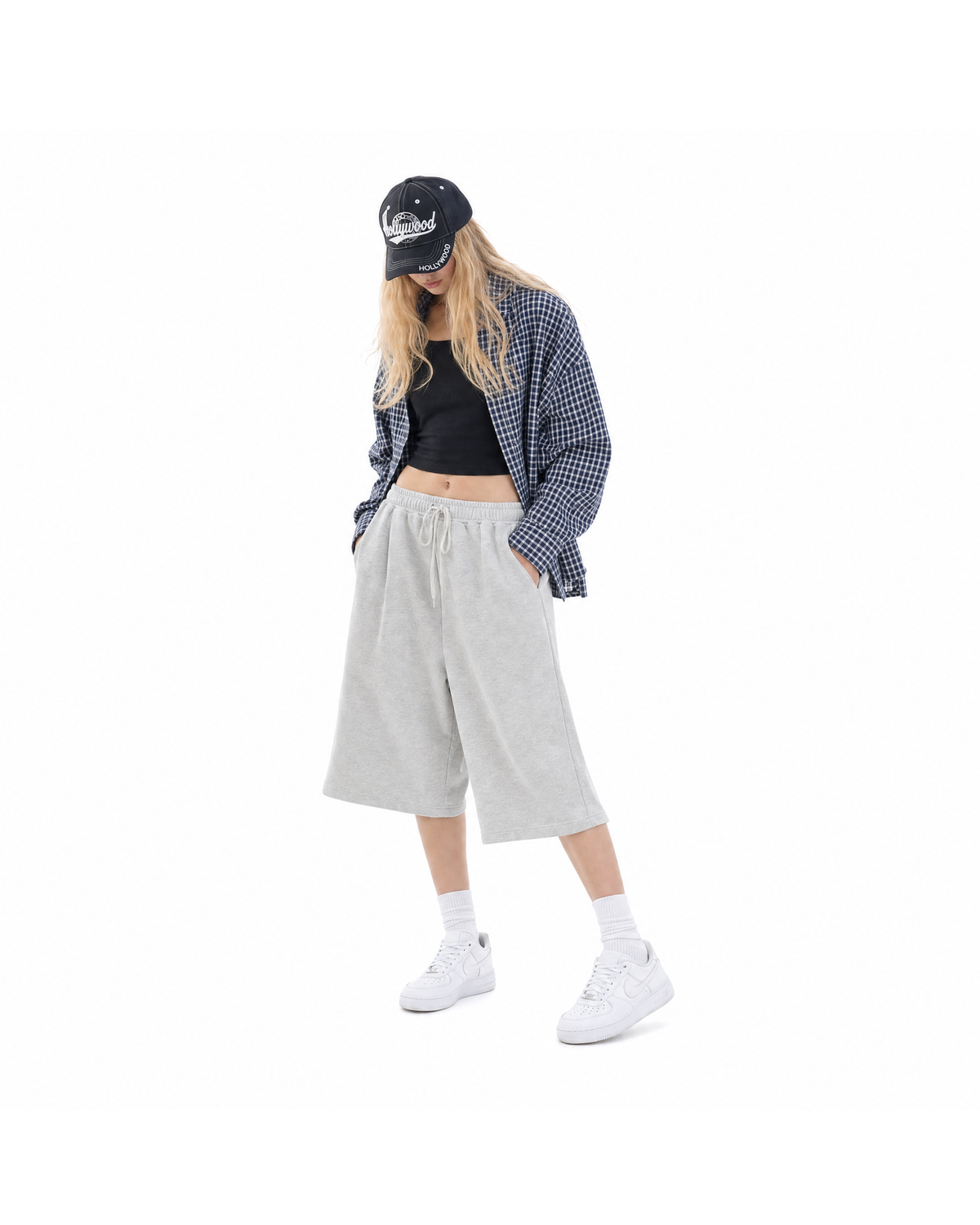 Breeze Sheersucker Checker Shirt - Navy [Styled on her]