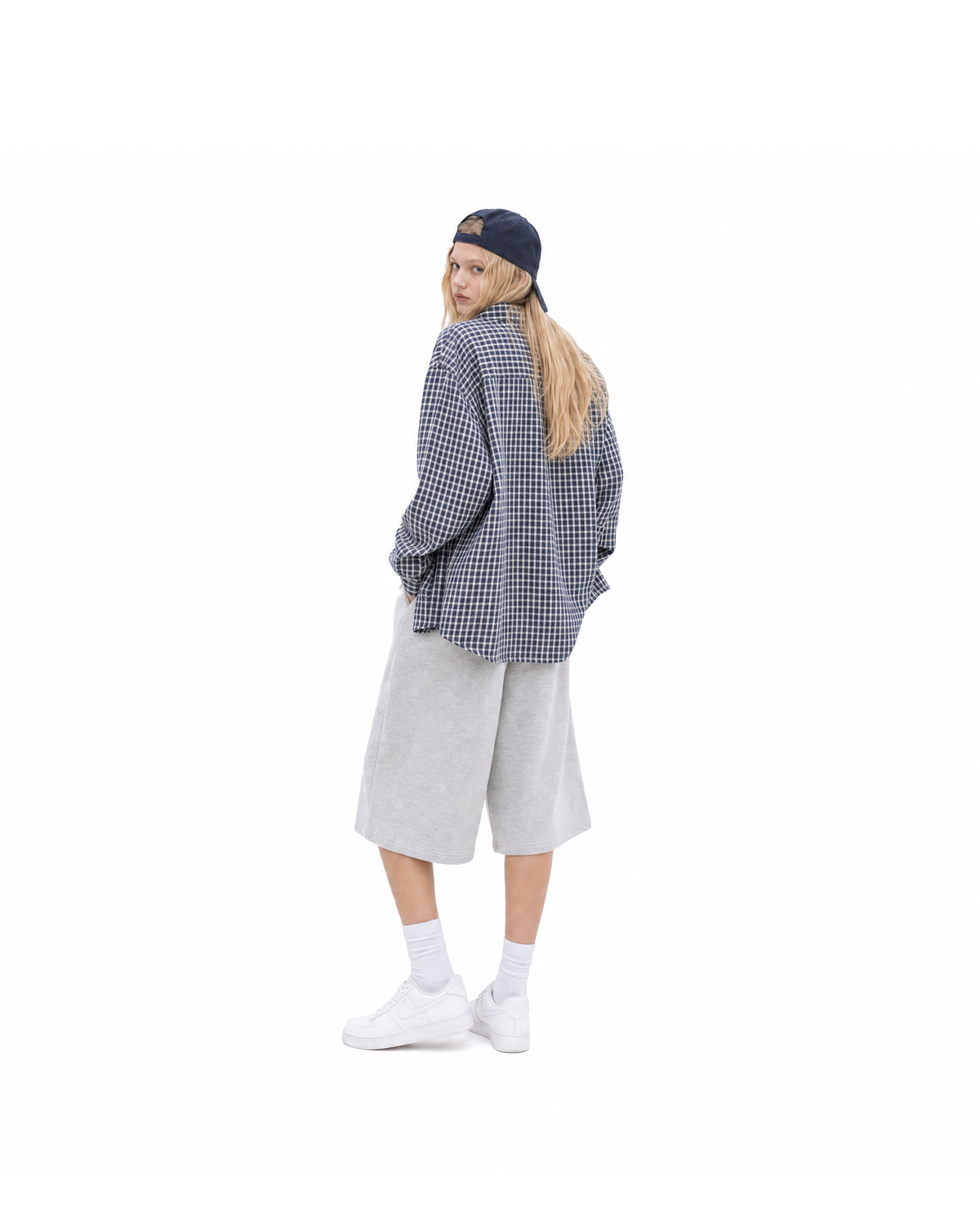Breeze Sheersucker Checker Shirt - Navy [Styled on her]
