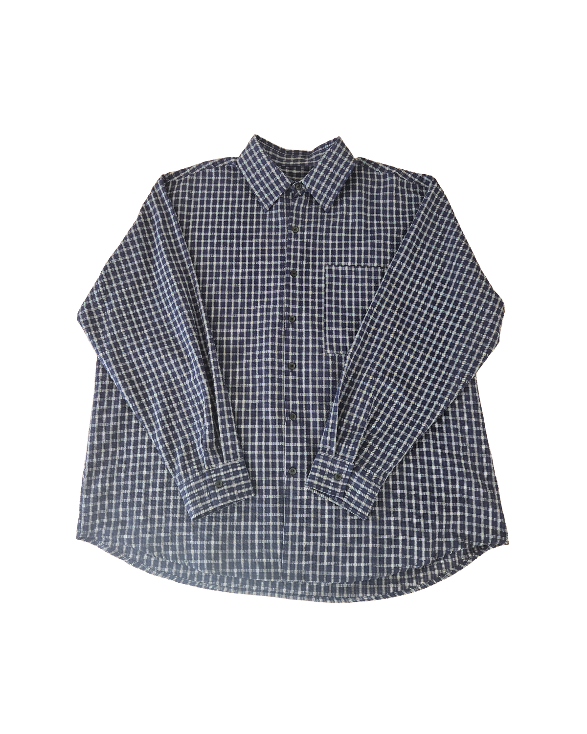 Breeze Sheersucker Checker Shirt - Navy [Styled on her]