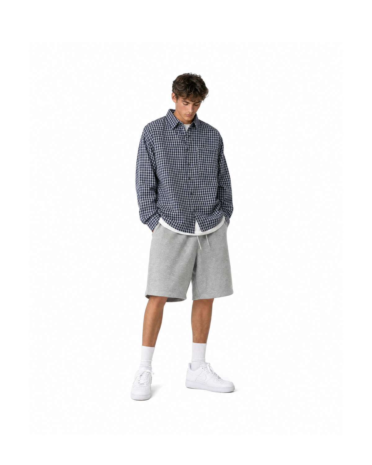 Breeze Sheersucker Check Shirt - Navy [Styled on Him]