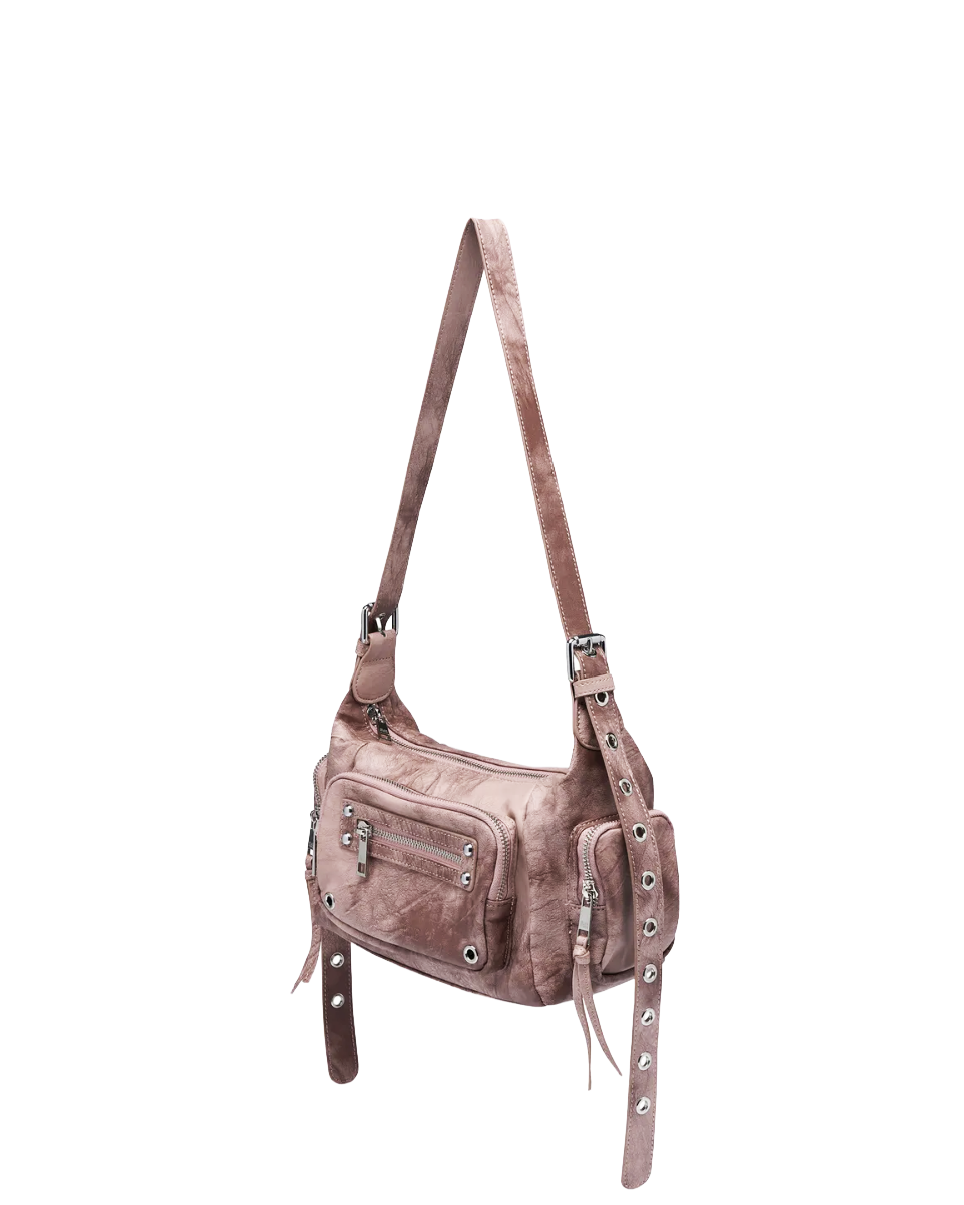 MARA Multi-Pocket Shoulder Bag - Pink/ Beige/ Burgundy