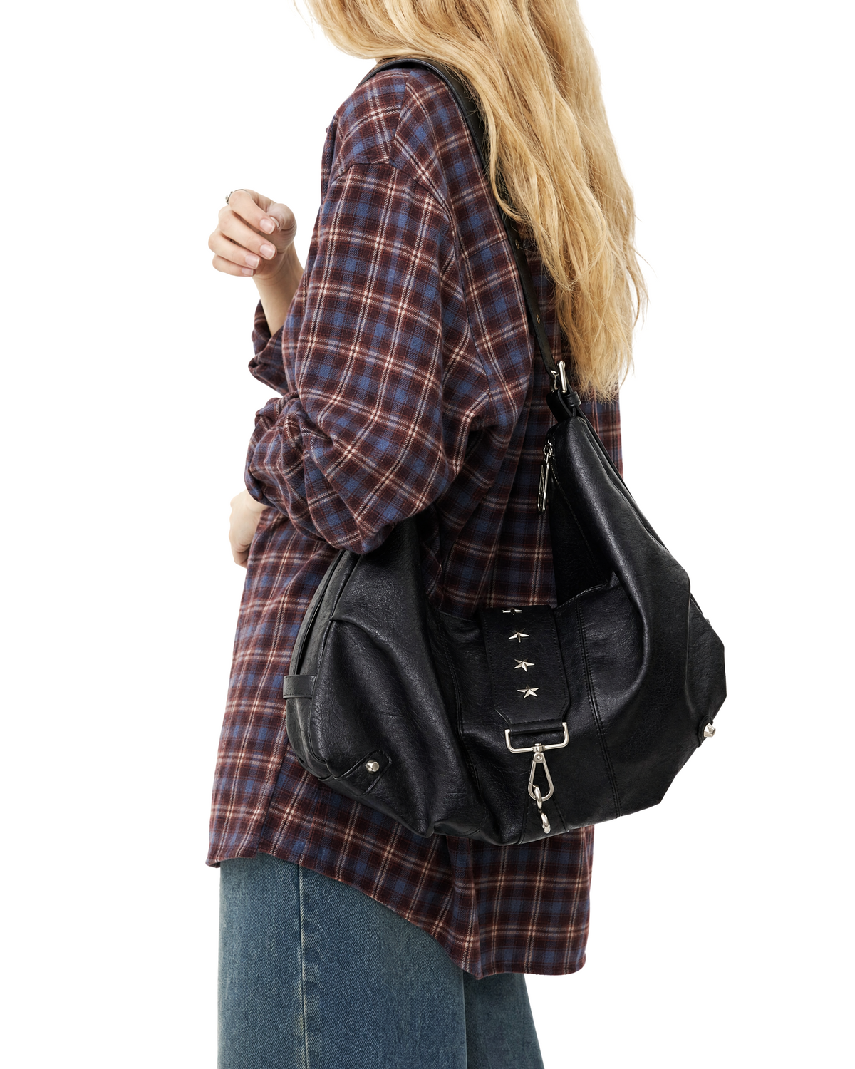 Star Studded Slouchy Hobo Shoulder Bag
