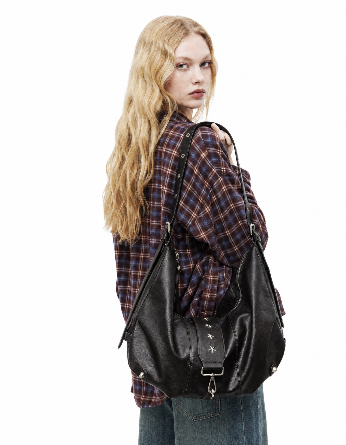 Star Studded Slouchy Hobo Shoulder Bag