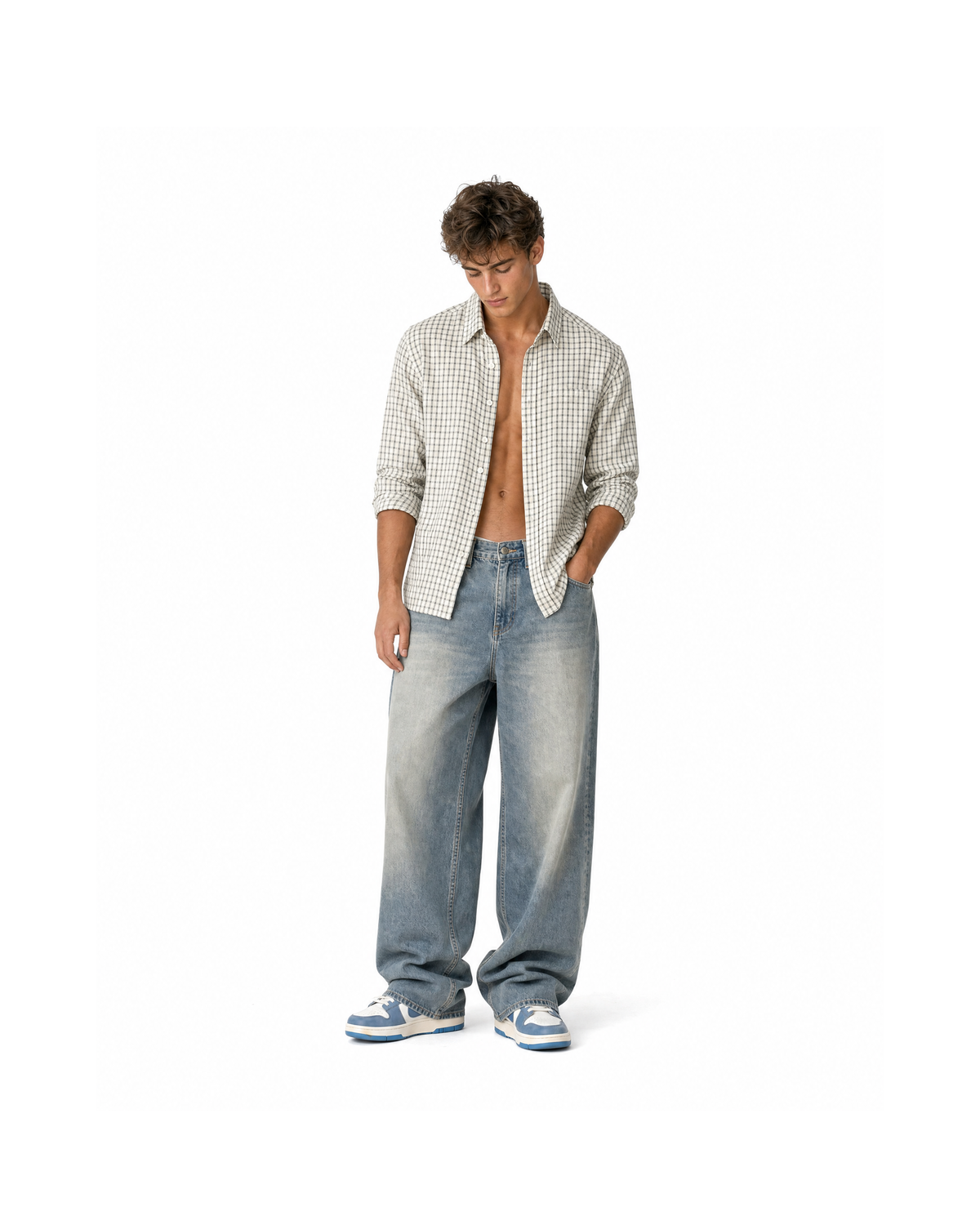 Breeze Sheersucker Check Shirt - White [Styled on Him]