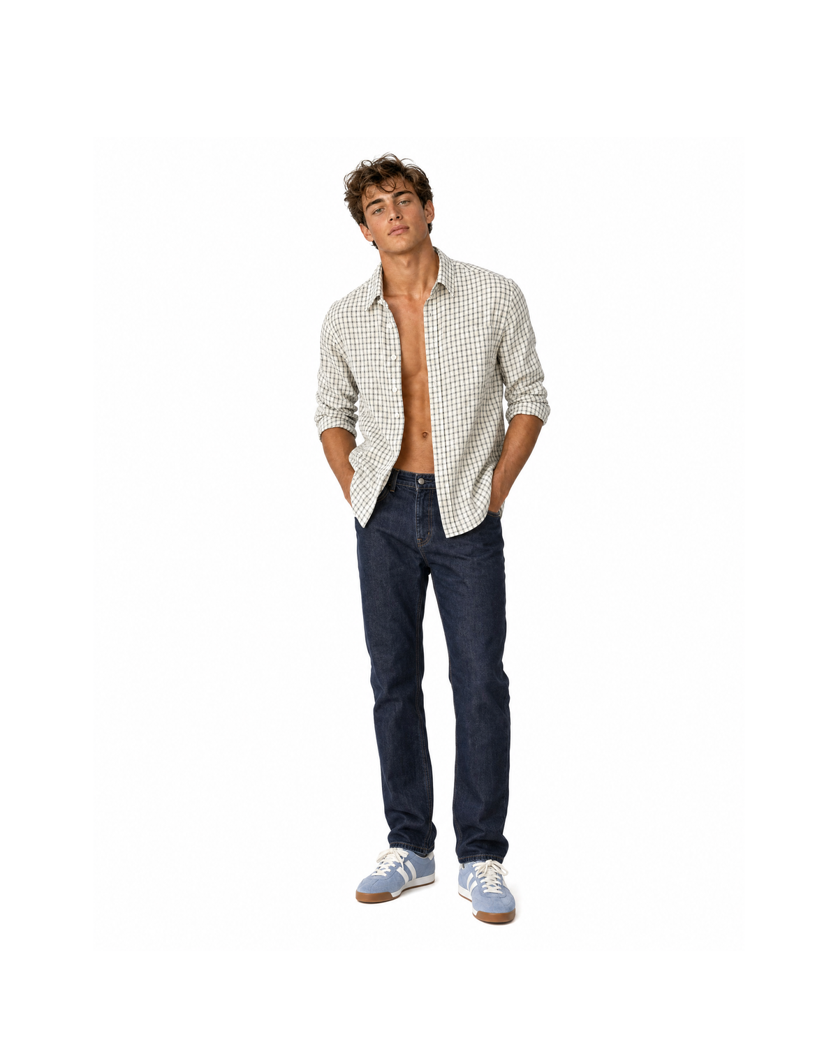 Breeze Sheersucker Check Shirt - White [Styled on Him]
